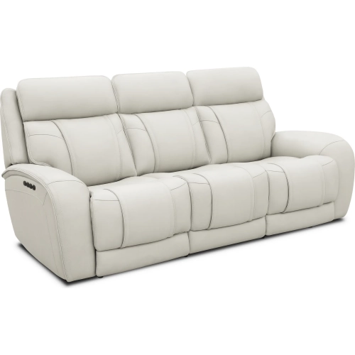 Moorehead Zero Gravity Triple Power Reclining Sofa with Drop Table in Kona White Top-Grain Leather